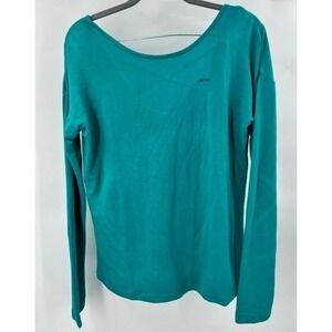 Fish Out Of Water Womens Size S Small Top Blouse Long Sleeve Strappy Back Green